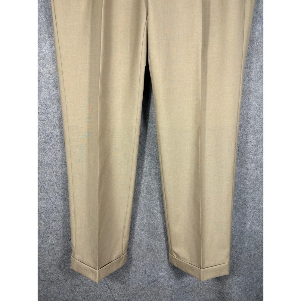 Lauren Ralph Lauren Mens Total Comfort Pleated Cuffed Dress Pants Tan 38W 32L